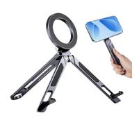 Magnetic Phone Tripod Stand Portable - Aluminum Alloy Angle Adjustable for | Travel Phone Tripod Tablet Holder for Selfies Video Call | Travel Hiking Commuting Office Gym Magnetic Phone Tripod Stand
