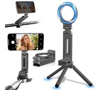 Magnetic Phone Tripod Stand,Tripods Mount Foldable,Magnetic Tripod Selfie Stick,Upgrade Mini Cell Phone Tripods Mount Handle Smartphone Desk Stand for Video Recording Travel,PhoneStand (Gray)