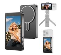 Magnetic Phone Vlog Selfie Monitor Screen, Rear Back Camera Monitor for iPhone, 4" Screen 2000mAh Battery 20m Transmission Distance for Selfie Vlog Live Stream TikTok Video Recording (Black)