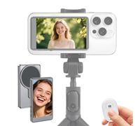 Magnetic Phone Vlog Selfie Monitor Screen, Vlog Selfie Monitor Screen with Bluetooth Remote, Wireless Back Camera Monitor for Vlog Live Stream TikTok YouTube, Compatible with iPhone & Android (Grey)