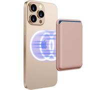 Magnetic Phone Wallet 3 Cards Holder Compatible with MagSafe Wallet, Powerful 23 Magnets&Credit Card RFID Blocking, Slim & Leather Wallet, Magnetic Wallet for iPhone 16/15/14/13/12 Series-Rose Gold