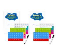 Magnetic Phonics Cards Kit with 142 Magnetic Tiles, Reusable Board and Marker, Color-Coded Alphabet, Sight Words, CVC Words, Digraphs and Vowels Reading and Spelling Learning Set (2pcs)