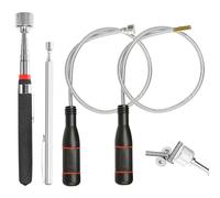 Magnetic Pickup Tool, 4 Pcs Portable Extendable Magnetic Handheld Stick with Non-Slip Handle, Flexible Bendable Spring Magnet Stick for Picking Up Small Parts Metal Objects