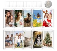 Magnetic Picture Frame for Fujifilm Instax Mini Camera, Acrylic Polaroid Magnet Picture Frame for Refrigerator and Wall, 2.36x3.54 Inch Double Sided Clear Magnetic Photo Frames, 10 Pack
