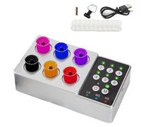 Magnetic Pigment Stirrer, Mini Tattoo Ink Mixer with 10 Color Cups, 6 Hole Independent Control, 3 Speeds Adjustable, 2500mAh Battery, Paint Vortex Shaker for Tattoo, Nail Art(Silver)