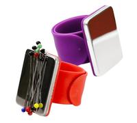 Magnetic Pin Cushions Bundle - 2 Wrist Pin Cushions - Creative Buddy Duo - Red, Purple