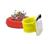 Magnetic Pin Cushions Bundle - Crafter's Starter Kit - Table Top + Wrist Magnetic Pin Cushion - Happy Crafter Set - Red (tt), Yellow (w)