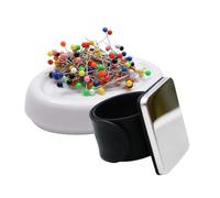 Magnetic Pin Cushions Bundle - Crafter's Starter Kit - Table Top + Wrist Magnetic Pin Cushion - Studio Essentials Set - White (tt), Black (w)