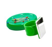 Magnetic Pin Cushions Bundle - Essential Sewing Set - Table Top + Wrist Magnetic Pin Cushion - Green