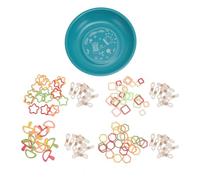 Magnetic Pin Dish Sewing Round Bowl Cushion Storage Holder with 4 Set Stitch Marker (Blue)