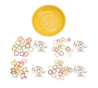 Magnetic Pin Dish Sewing Round Bowl Cushion Storage Holder with 4 Set Stitch Marker (Yellow)