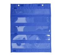 Magnetic Pocket Chart Double Sided All Purpose Teaching Chart with 5 Rows of Clear Pockets (Blue)