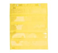 Magnetic Pocket Chart Double Sided All Purpose Teaching Chart with 5 Rows of Clear Pockets (Yellow)