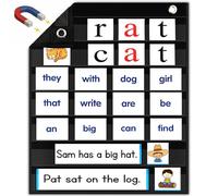 Magnetic Pocket Chart for Classroom - 7+1 Small Pocket Chart for Word Wall Daily Schedule Sentence Strips Sticker Display, Black Teacher Supplies for Preschool Elementary & Home