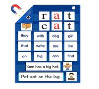 Magnetic Pocket Chart for Classroom - 7+1 Small Pocket Chart for Word Wall Sentence Strips Daily Schedule Sticker Display, Blue Teacher Supplies for Preschool Elementary & Home