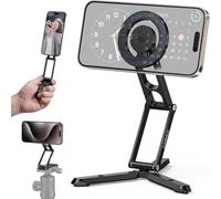 Magnetic Pocket Phone Tripod Foldable Compatible with Magsafe for iPhone 15/14/13/12 Plus Pro Max Series, Mini Cell Phone Tripod Mount Handle Smartphone Desk Stand Travel All in One