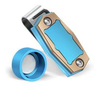Magnetic Pool Chalk Holder, Portable Pool Cue Chalk Holder with Fixed Clip, Blue Snooker Chalk Holder, Aluminum Alloy Snooker Accessories，Fits Standard Round Pool Chalk