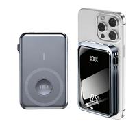 Magnetic Portable Charger 10000mAh,Built-in Cables with LCD Display,4-in-1 Wireless Power Bank with iWatch Charger