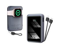 Magnetic Portable Charger 20000mAh,Built-in Cables with LCD Display,4-in-1 Wireless Power Bank with iWatch Charger, 22.5W PD Fast Charging USB C Battery Pack for Magsafe,iPhone,Apple Watch (Grey)