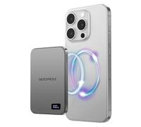 Magnetic Portable Charger 5000mAh, Ultra Slim 15W Wireless Portable Charger Fast Charging Compatible with iPhone 15/14/13/12 Pro/Pro Max/Plus, USB-C Cable to Charge Other Phones, LED Display(Grey)