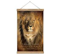 Magnetic Poster Frame Hanger, Wooden Frame & Canvas Poster Hangers Lion of Judah, Lamb of God Wooden Magnet Posters Hanging Kit Canvas Artwork,(Teak Wood, 12")