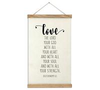 Magnetic Poster Frame Hanger, Wooden Frame & Canvas Poster Hangers Love The Lord Your God With All Your Heart And With All Your Soul Wooden Magnet Posters Hanging Kit Canvas Artwork,(Teak Wood, 12")