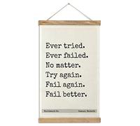 Magnetic Poster Frame Hanger, Wooden Frame & Canvas Poster Hangers Samuel Beckett Quote- Ever Tried. Ever Failed Wooden Magnet Posters Hanging Kit Canvas Artwork,(Teak Wood, 12")
