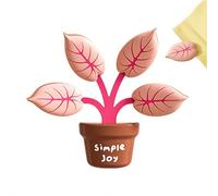 Magnetic Potted Plant Bag Clip Set,4 Heart-Shaped Leaf Clips with Flower Pot Base, Magnet for Refrigerator, Keeps Snacks Fresh & Sealed, Cute Kitchen Decor