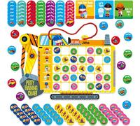 Magnetic Potty Training Chart, Tractor Reward Potty Training Chart with 50 Reusable Magnets plus 45 Stickers and a Storage Bag, Perfect for Boys & Girls, Multiple Toddlers (14.2” X 10”)