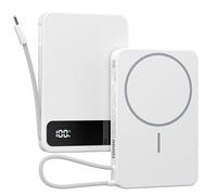 Magnetic Power Bank, 10,000mAh Wireless Portable Charger for MagSafe 15W Fast Charging, Battery Pack with USB-C/Lightning Cable 20W In/Out for iPhone Air/17e/17/16/15/14/13/12 Series, AirPods & More