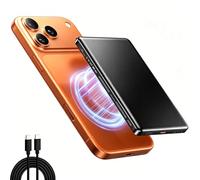 Magnetic Power Bank, Ultra Slim Magnetic Power Bank with PD 20 W Fast Charging with USB-C Cable (1 M), Portable Magnetic Charger Compatible with iPhone (Black, Milliamperh (mAh), 5000)