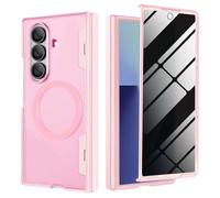 Magnetic Privacy Case for Samsung Galaxy Z Fold 7,Compatible with Magsafe & Hinge Protection,Anti Peeping Screen Protector Anti SPY Cover,360 Degree Full Cover Samsung Z Fold7 Phone Case,Pink