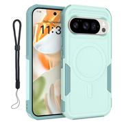 Magnetic Protective Case for Google Pixel 10 Pro/10/ Google Pixel 9 Pro/9, Rugged Shockproof Dual Layer Cover, Compatible with MagSafe & Magnetic Car Mounts, Includes Wrist Strap, Mint
