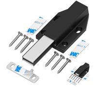 Magnetic Push Latch Without Nail Installation Tonitrui Heavy Duty Magnetic Touch Latches for Large Door Push Release Latch Kitchen Drawer Push Catch Press Out Latch (Black 2 Pack)