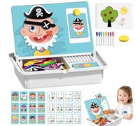 Magnetic Puzzle Faces for Toddlers,70 Parts+12 Pattern Cards+8 Marker,Create 1000+Unique Looks,Magnetic Puzzles Face Dress Up Travel Game Double Side Preschool Educational Learning for Kids (Faces)