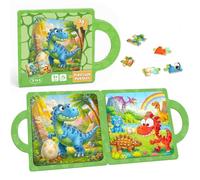 Magnetic Puzzle for Kids 3-8 - Dinosaur Travel Puzzle with Carry Handle