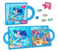 Magnetic Puzzle for Kids 3-8 - Mermaid Travel Puzzle with Carry Handle | 36pcs Travel Jigsaw Puzzle Toys,Perfect Car and Plane Activities for Kids,Educational Learning Toy & Birthday Gift