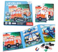 Magnetic Puzzle for Toddlers, 48pcs 3 In 1 Transportation Theme Toddler Jigsaw Puzzle with 3 Levels (12-16-20 pc), Educational Toys for 3 4 5 Year Olds Kids for Travel Game, Plane Activities
