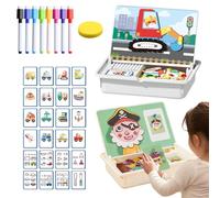 Magnetic Puzzle Learning Building Block Toys, Double-Sided Portable Design with Write & Wipe Board, Magnetic Jigsaw Puzzle Boxes, Enhances Creativity and Learning (Vehicles)