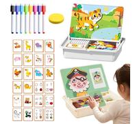 Magnetic Puzzle Learning Building Block Toys, Double-Sided Portable Design with Write & Wipe Board, Magnetic Jigsaw Puzzle Boxes, Enhances Creativity and Learning (Animals)