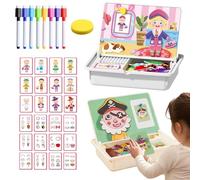 Magnetic Puzzle Learning Building Block Toys, Double-Sided Portable Design with Write & Wipe Board, Magnetic Jigsaw Puzzle Boxes, Enhances Creativity and Learning (Pink)