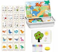 Magnetic Puzzle Learning Building Block Toys - STEM Engineering Sets for Focus, Logic, Shape Recognition & Creative Construction | Safe Magnetic Blocks with Easy Flat Storage (Dinosaur)