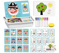 Magnetic Puzzles Face Dress Up Travel Game Double Side Preschool Educational Learning Toy for Kids,Educational and Learning,Petit Collage Funny Face Magnetic Travel Play Set,Portable Easy Storage (B)