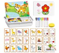 Magnetic Puzzles Face Dress Up Travel Game Double Side Preschool Educational Learning Toy for Kids,Educational and Learning,Petit Collage Funny Face Magnetic Travel Play Set,Portable Easy Storage (E)