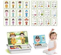 Magnetic Puzzles Face Dress Up Travel Game Double Side Preschool Educational Learning Toy for Kids, Exercises Children's Hand-Eye Coordination, Multifunctional Magnetic Dress Up Puzzle Kits (B)