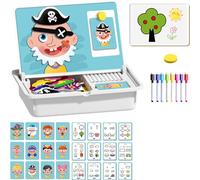 Magnetic Puzzles Face Dress Up Travel Game Double Side Preschool Educational Learning Toy For Kids, Magnetic Educational Game, Dress-Up Puzzle Toy, Enhances Creativity and Learning (C)