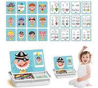 Magnetic Puzzles Face Dress Up Travel Game Double Side Preschool Educational Learning Toy for Kids, Magnetic Boy Crazy Face Dress Up Game, Crazy Face Dress-Up Game,Funny Face Magnetic Travel Play (A)