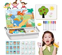 Magnetic Puzzles Face Dress Up Travel Game Double Side Preschool Educational Learning Toy for Kids, Portable Magnetic Dress-Up Puzzles (Dinosaur World show)