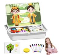 Magnetic Puzzles Face Dress Up Travel Game, Double Side Preschool Educational Learning Toy, Funny Faces Magnetic Fraction Demonstration Book, Create 1,000 + unique Looks, Enhances Creativity (1pc-C)