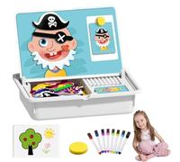 Magnetic Puzzles Face Dress Up Travel Game, Double Side Preschool Educational Learning Toy, Funny Faces Magnetic Fraction Demonstration Book, Create 1,000 + unique Looks, Enhances Creativity (1pc-A)